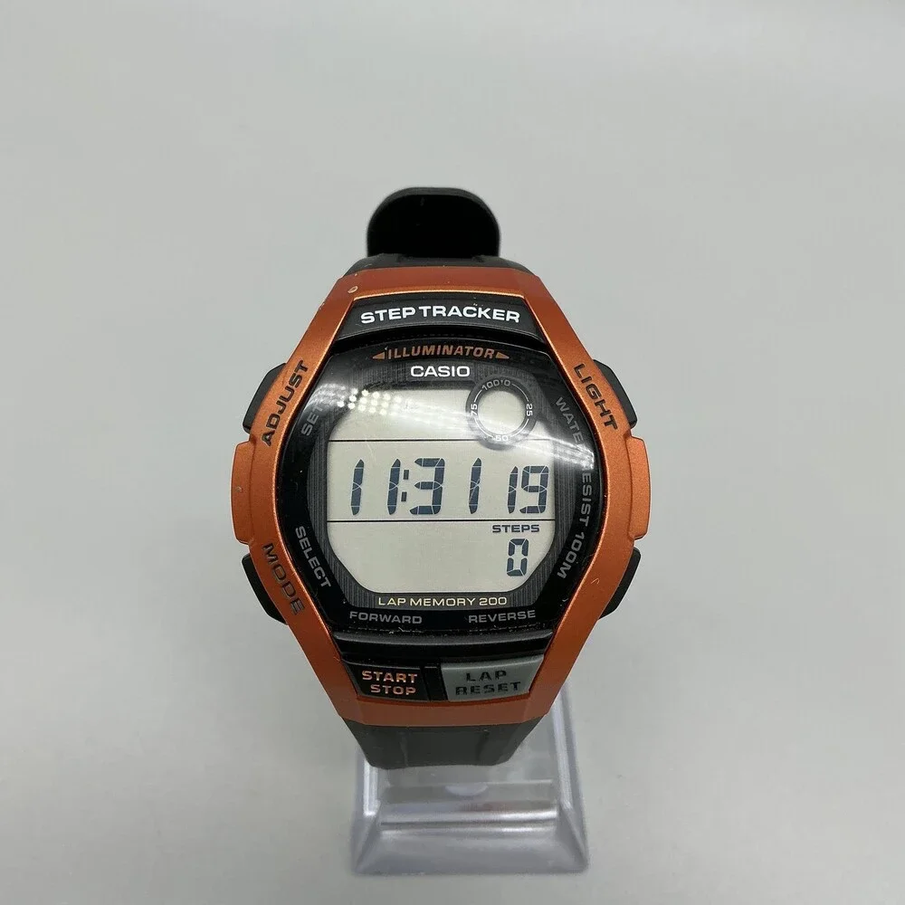 Casio WS-2000H Step Tracker Mens Watch 44mm Digital Orange Black 100M Sport